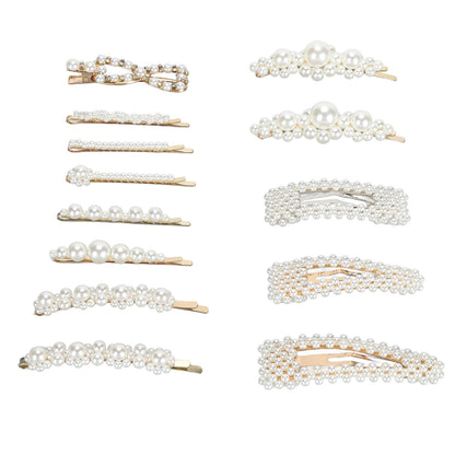 13pcs Pearl Hair Clips Decorative Fake Pearl Hair Barrettes Large Hair Pins Elegant Women Hair Accessories for Party Wedding Daily