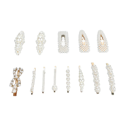 13pcs Pearl Hair Clips Decorative Fake Pearl Hair Barrettes Large Hair Pins Elegant Women Hair Accessories for Party Wedding Daily