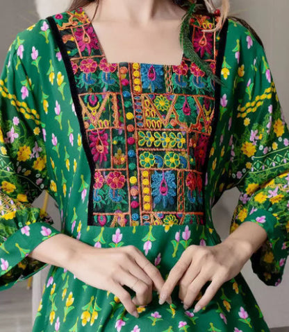 Female Creative Printed Bohemian Embroidered Dress