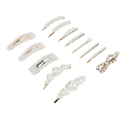 13pcs Pearl Hair Clips Decorative Fake Pearl Hair Barrettes Large Hair Pins Elegant Women Hair Accessories for Party Wedding Daily