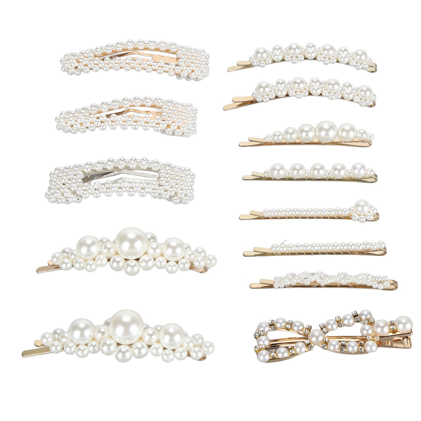 13pcs Pearl Hair Clips Decorative Fake Pearl Hair Barrettes Large Hair Pins Elegant Women Hair Accessories for Party Wedding Daily