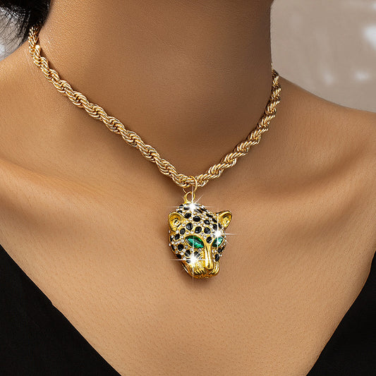 Personalized Trendy Party Diamond Cheetah Pendant Necklace For Women