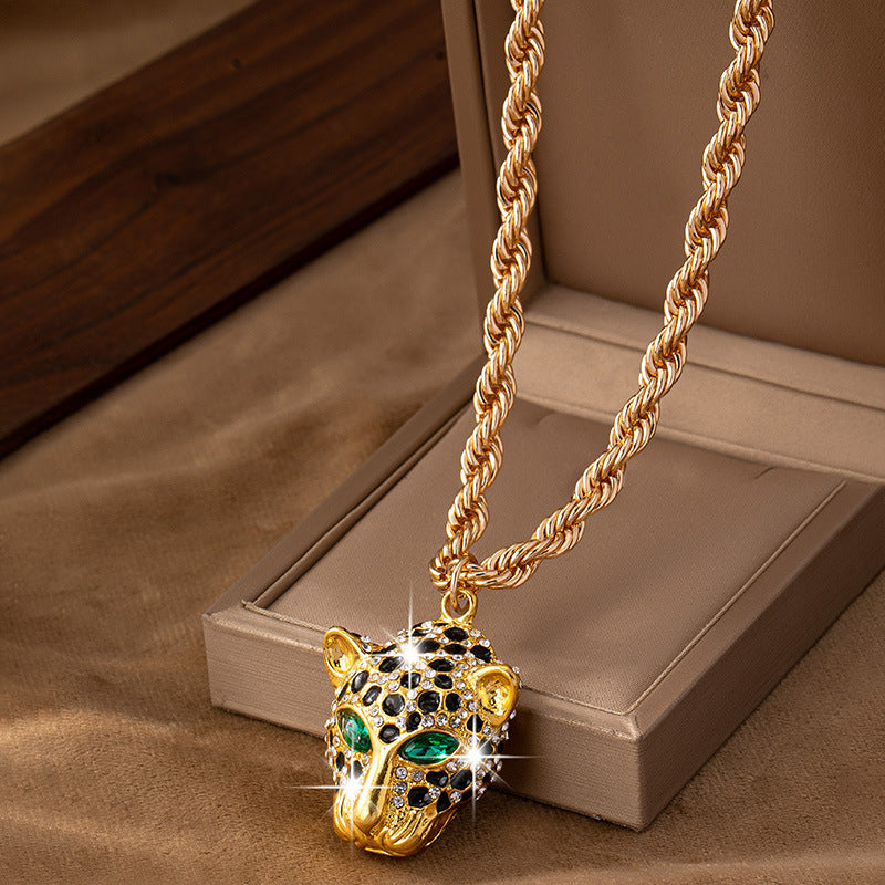 Personalized Trendy Party Diamond Cheetah Pendant Necklace For Women