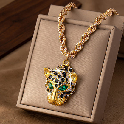 Personalized Trendy Party Diamond Cheetah Pendant Necklace For Women