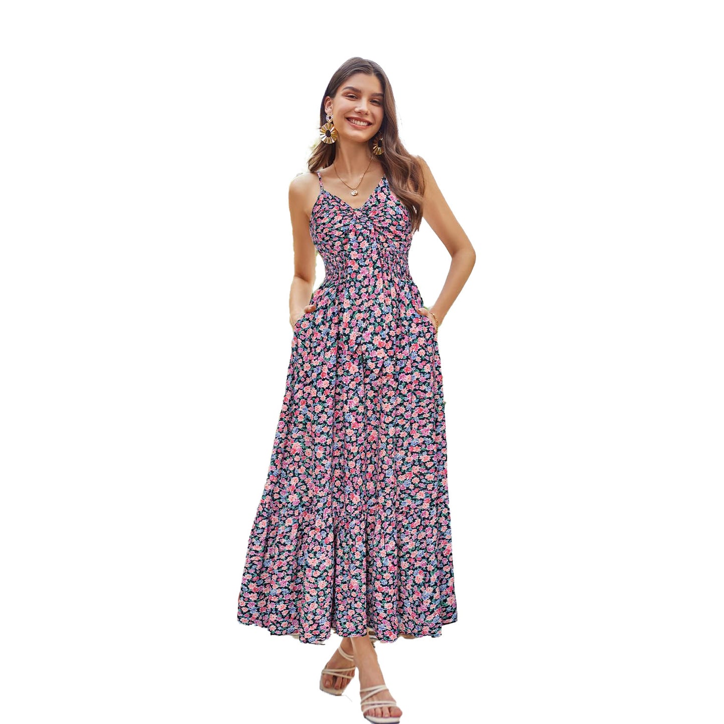 Bohemian Printing Slip Dress Vacation